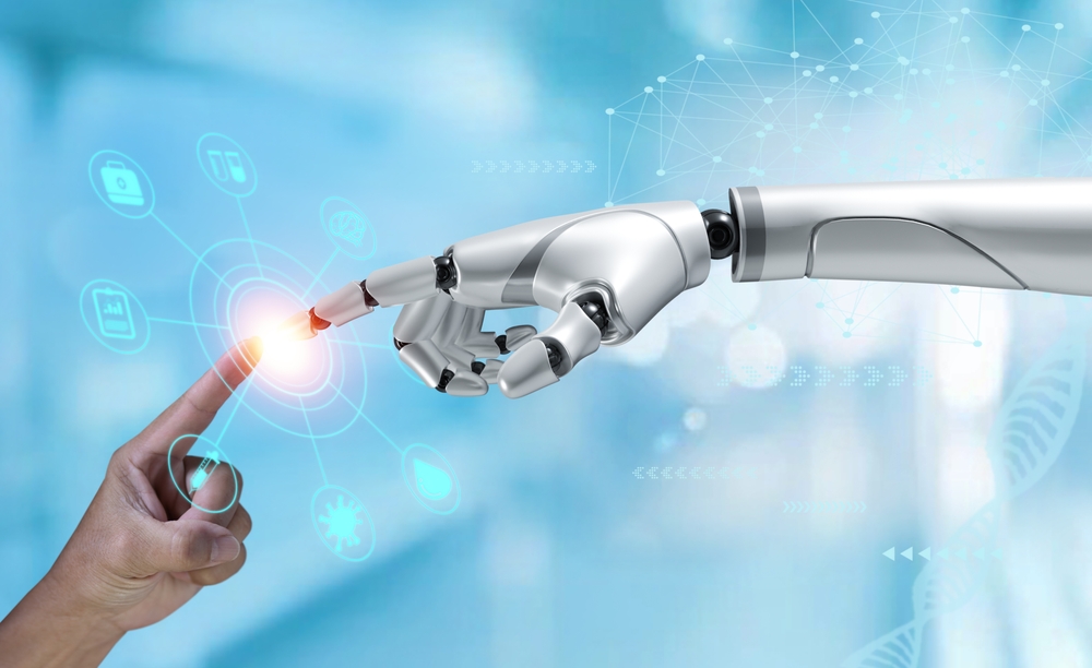 Hand and robot hand in an article on Generative Engine Optimization (GEO).