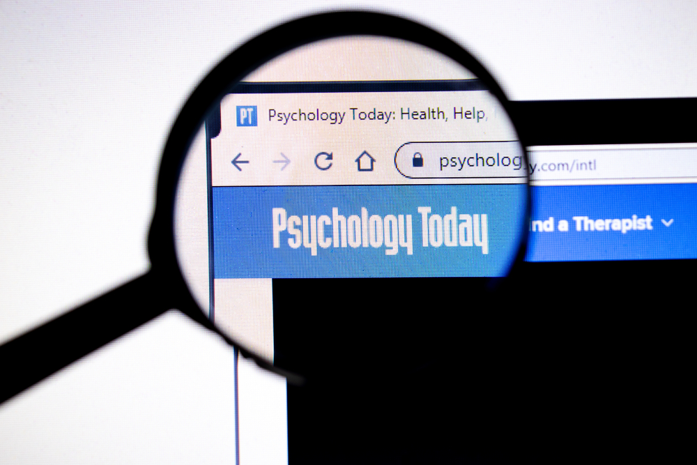 Psychology today logo from shutterstock in an article about relying too heavily on PT to find you clients from Crownsville Media.